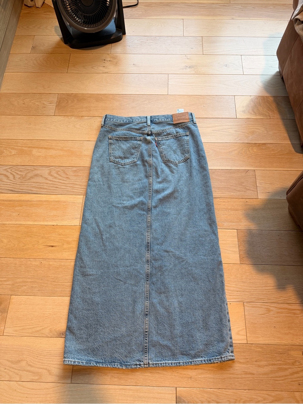 Levi's Light Blue Denim Maxi Skirt with Front Slit 28 - Picture 2 of 5